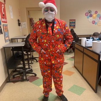Student in holiday suit