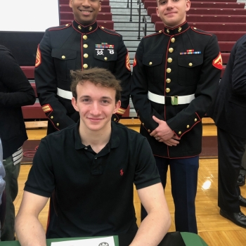 photo of student with marines