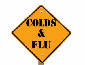 Street sign that says cold and flu