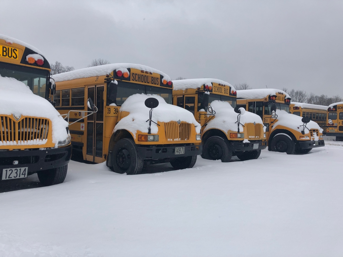 Photo of snowy buses